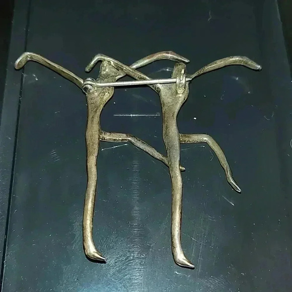 Sterling Silver modernist design pin brooch abstract minimalist dancers - Picture 2 of 2